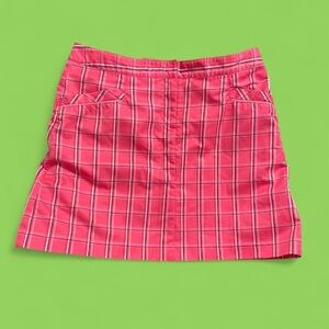 Bright Pink Izod Plaid y2k Mini Skirt with Built In Shorts, Size 8 Medium